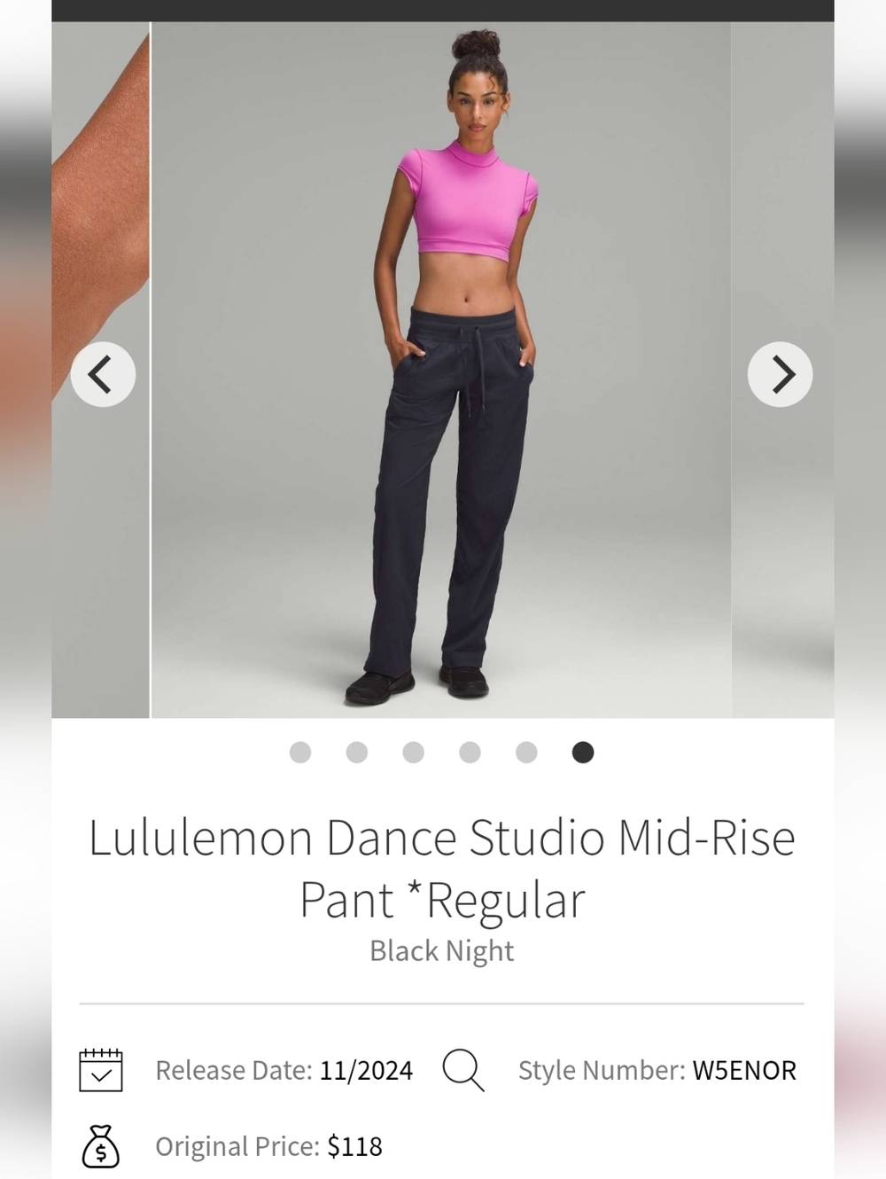 Lululemon Dance Studio Mid-Rise Pant Regular Sz 2 Black Night